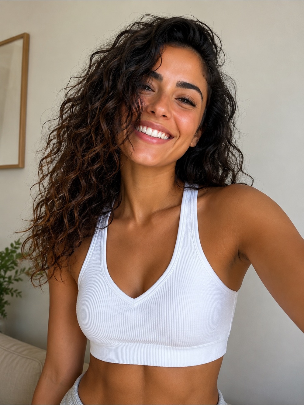 Aerie Real Good White Ribbed Seamless Lounge Sports Bra Size XS/S